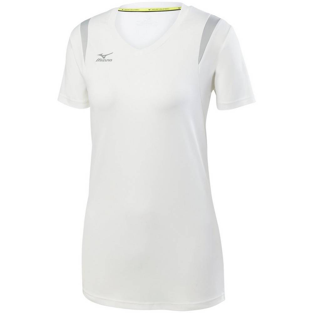 Maglia Mizuno Pallavolo Balboa 5.0 Long Sleeve Donna - Bianche/Argento - 19623-PFBT